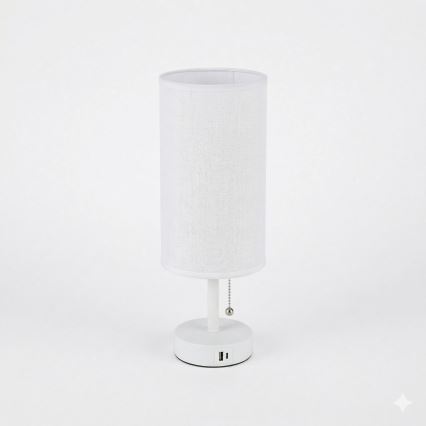 Brilagi - Настолна лампа с USB порт TABLON 1xE27/25W/230V бяла