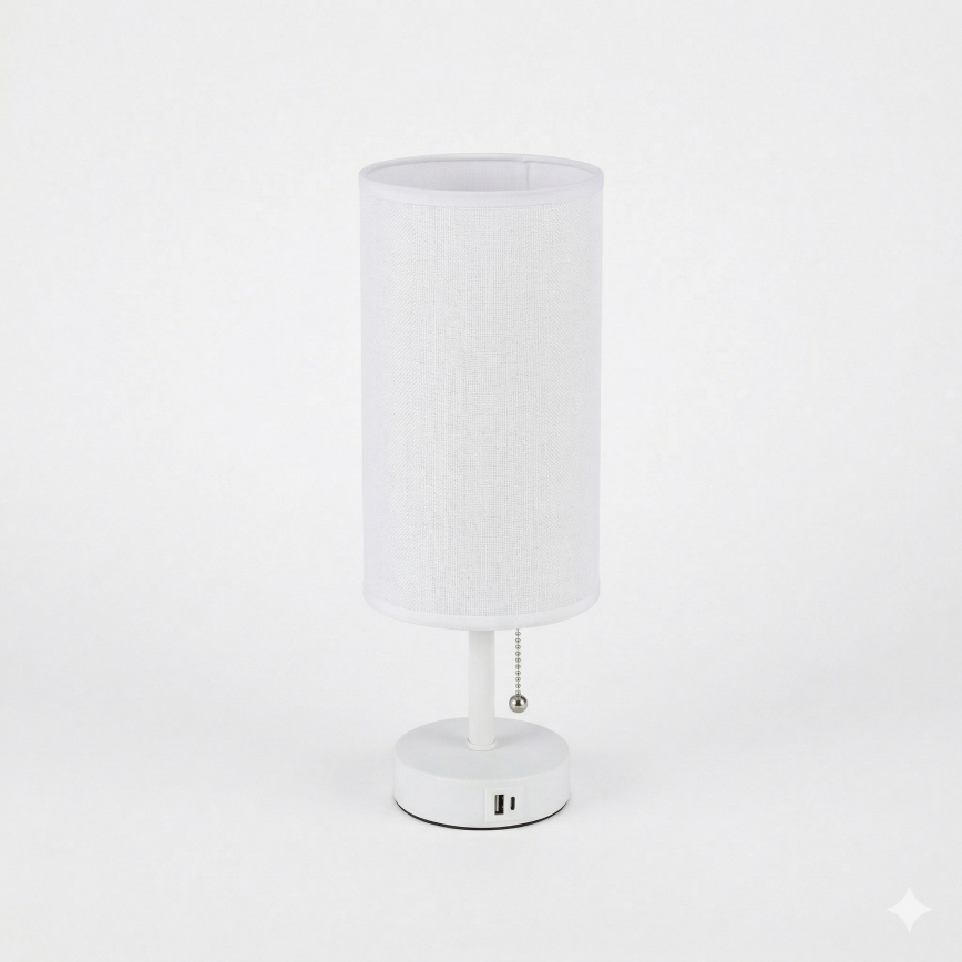 Brilagi - Настолна лампа с USB порт TABLON 1xE27/25W/230V бяла