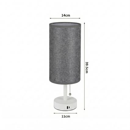 Brilagi - Настолна лампа с USB порт TABLON 1xE27/25W/230V бяла/сива