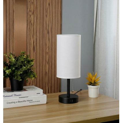 Brilagi - Настолна лампа с USB порт TABLON 1xE27/25W/230V черна/бяла