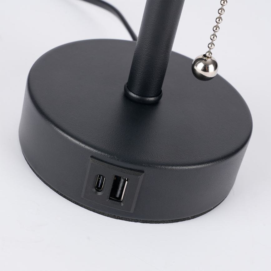 Brilagi - Настолна лампа с USB порт TABLON 1xE27/25W/230V черна