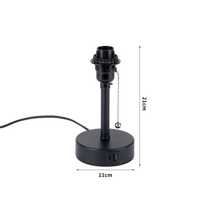 Brilagi - Настолна лампа с USB порт TABLON 1xE27/25W/230V черна