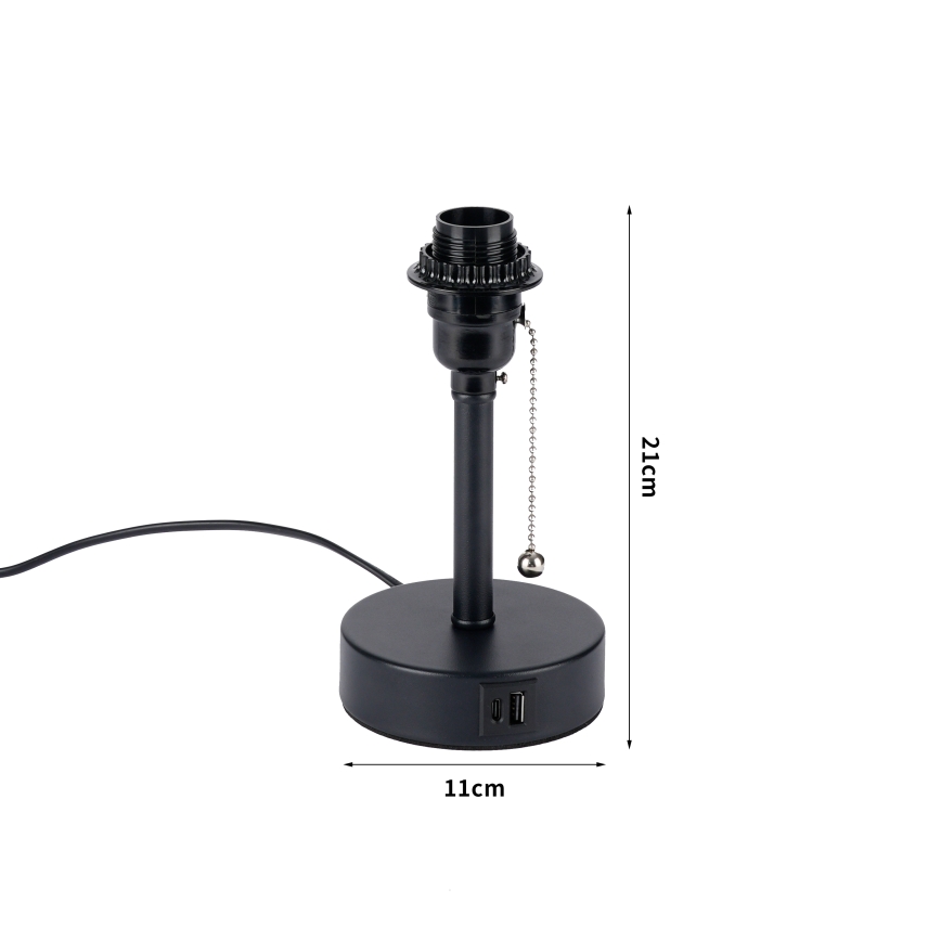Brilagi - Настолна лампа с USB порт TABLON 1xE27/25W/230V черна