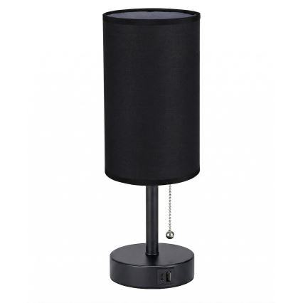 Brilagi - Настолна лампа с USB порт TABLON 1xE27/25W/230V черна