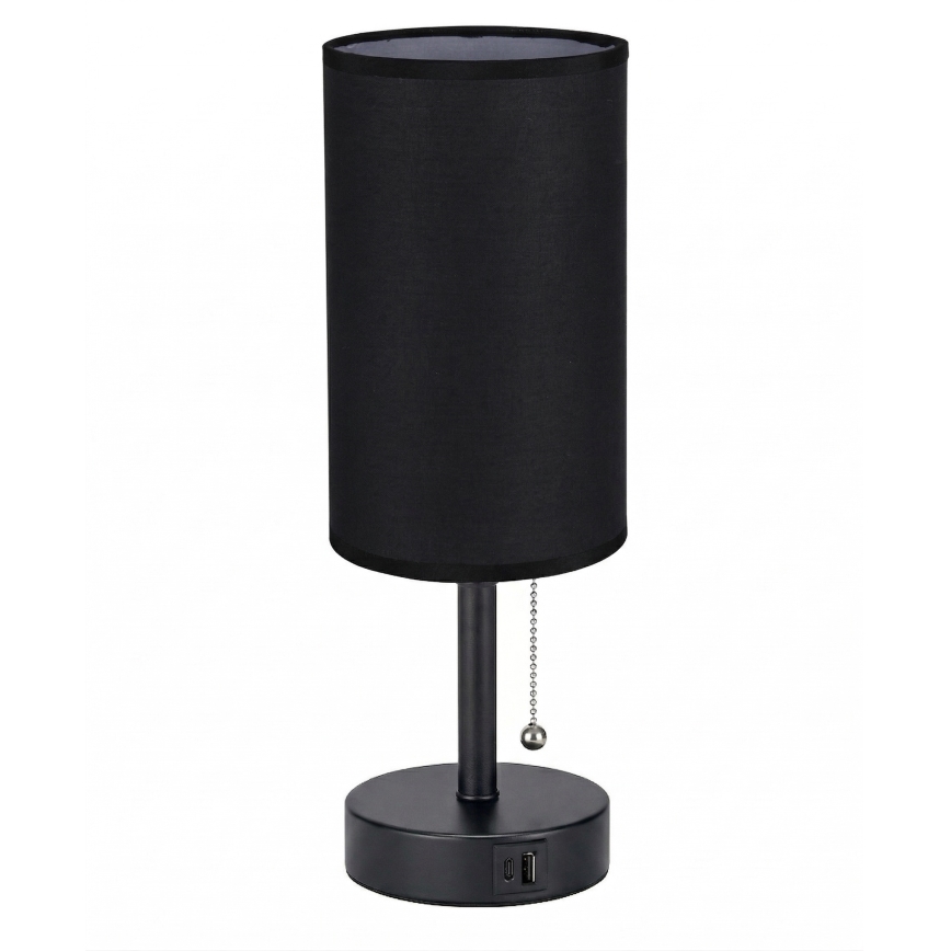 Brilagi - Настолна лампа с USB порт TABLON 1xE27/25W/230V черна