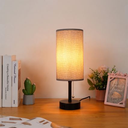 Brilagi - Настолна лампа с USB порт TABLON 1xE27/25W/230V черна/сива