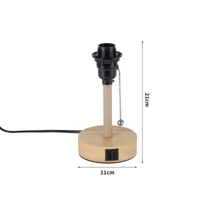 Brilagi - Настолна лампа с USB порт TABLON 1xE27/25W/230V дъб/бежов