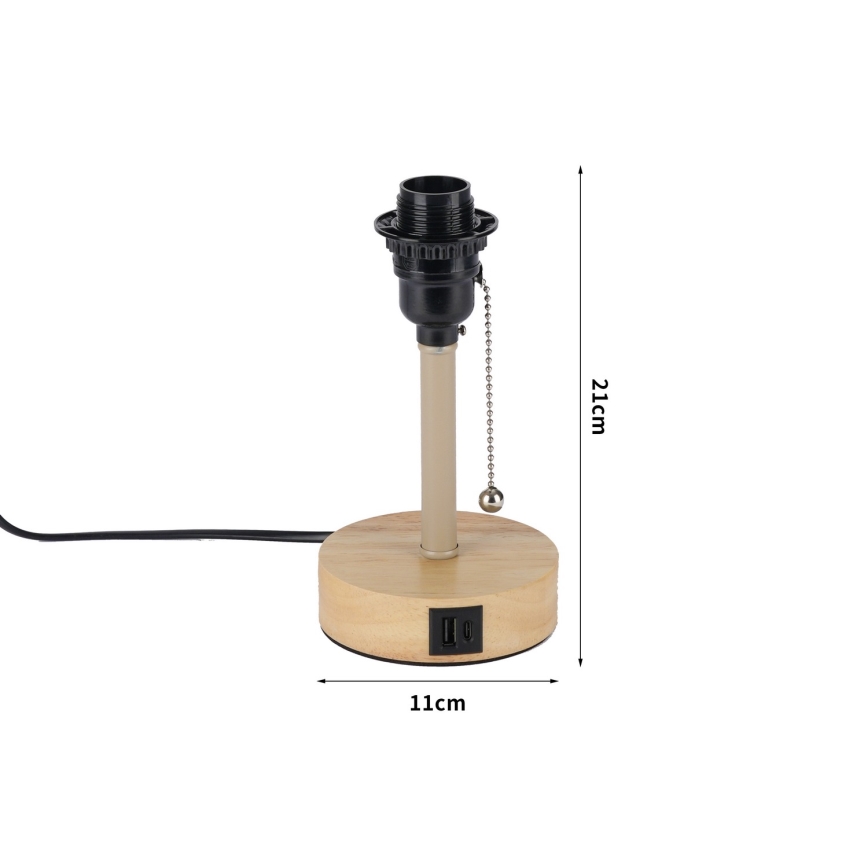 Brilagi - Настолна лампа с USB порт TABLON 1xE27/25W/230V дъб/бежов
