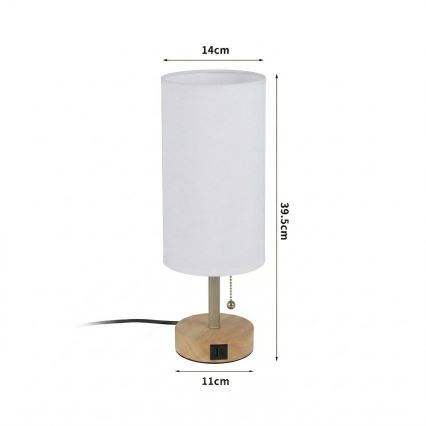 Brilagi - Настолна лампа с USB порт TABLON 1xE27/25W/230V дъб/бежова/бяла