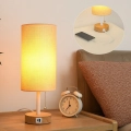 Brilagi - Настолна лампа с USB порт TABLON 1xE27/25W/230V дъб/бял/бежов