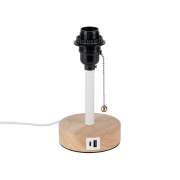 Brilagi - Настолна лампа с USB порт TABLON 1xE27/25W/230V дъб/бяла