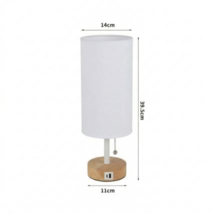 Brilagi - Настолна лампа с USB порт TABLON 1xE27/25W/230V дъб/бяла