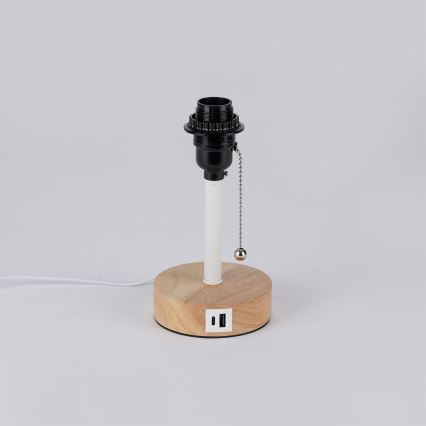 Brilagi - Настолна лампа с USB порт TABLON 1xE27/25W/230V дъб/бяло/черно