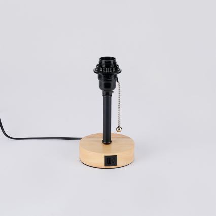 Brilagi - Настолна лампа с USB порт TABLON 1xE27/25W/230V дъб/черен/бял