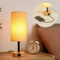 Brilagi - Настолна лампа с USB порт TABLON 1xE27/25W/230V дъб/черно/бежово