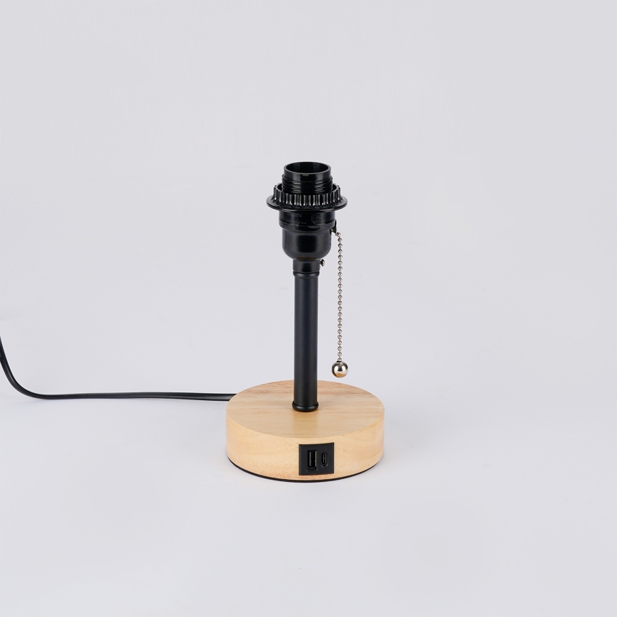 Brilagi - Настолна лампа с USB порт TABLON 1xE27/25W/230V дъб/черно/бежово