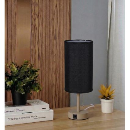 Brilagi - Настолна лампа TABLON с USB порт 1xE27/25W/230V бежова/черна