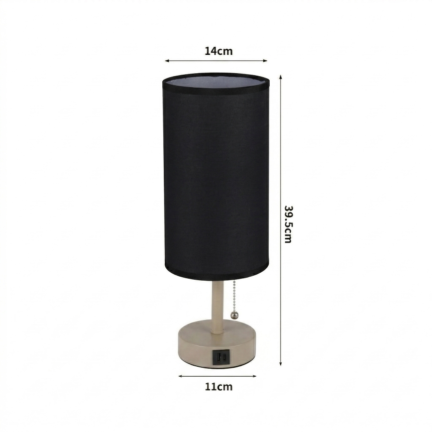 Brilagi - Настолна лампа TABLON с USB порт 1xE27/25W/230V бежова/черна