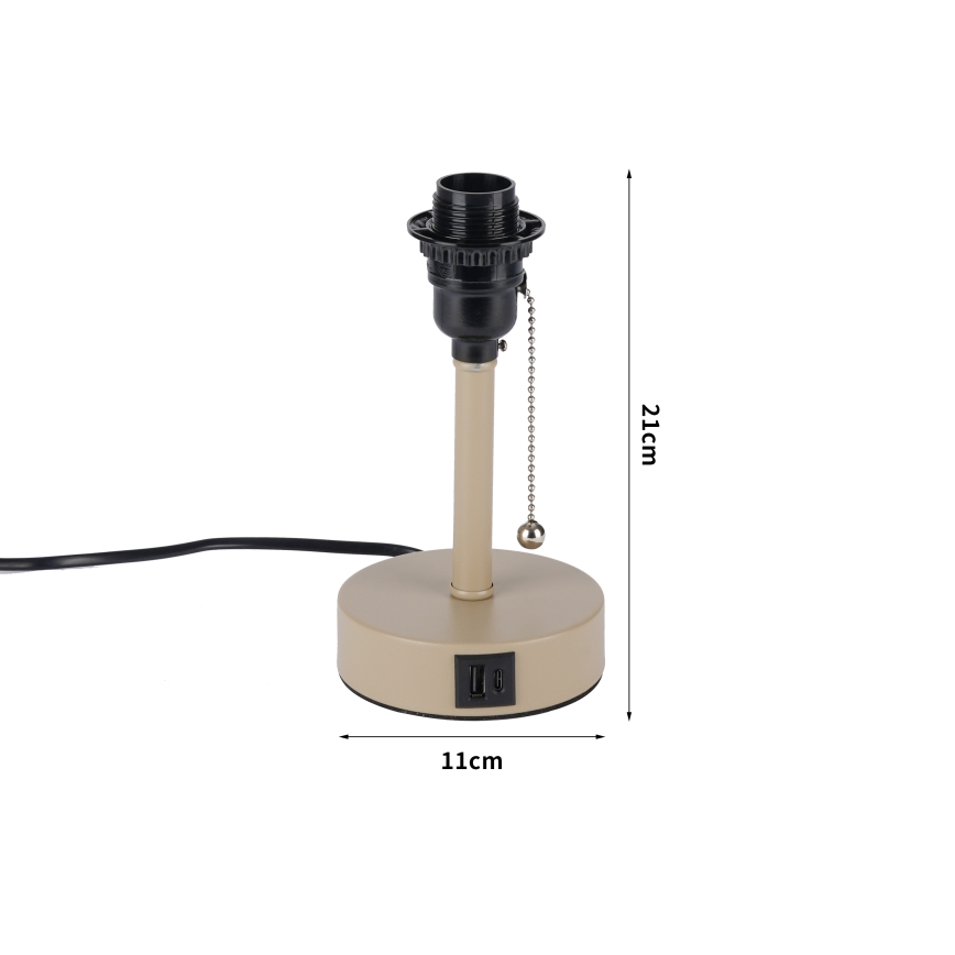 Brilagi - Настолна лампа TABLON с USB порт 1xE27/25W/230V бежова