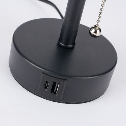 Brilagi - Настолна лампа TABLON с USB порт 1xE27/25W/230V черна/бежова