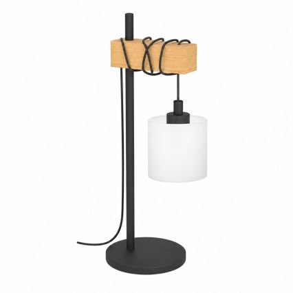 BRILAGI - Настолна лампа WOOD GLASS 1xE27/40W/230V кафява/черна/бяла
