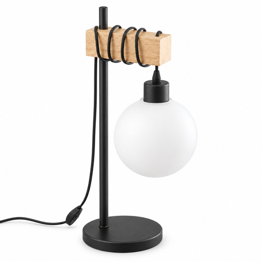BRILAGI - Настолна лампа WOOD GLASS 1xE27/40W/230V кафява/черна/бяла