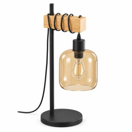 BRILAGI - Настолна лампа WOOD GLASS 1xE27/40W/230V кафява/черна/опушено кафява
