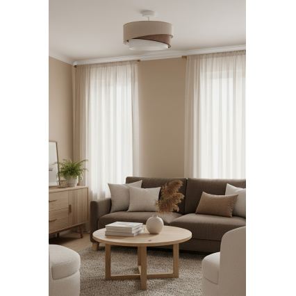 Brilagi - Накладен полилей ARROW 1xE27/60W/230V Ø 45 см бежов/кафяв/бял