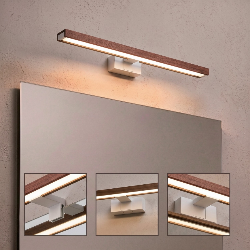 Brilagi - LED банно осветление за огледало 3 в 1 WOODY MIRROR LED/12W/230V 60 cm IP44 бяло/дъб-череша