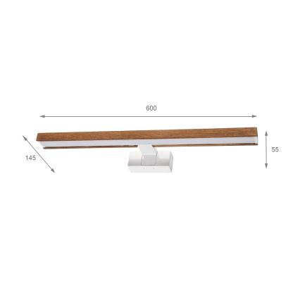 Brilagi - LED банно осветление за огледало 3 в 1 WOODY MIRROR LED/12W/230V 60 cm IP44 бяло/дъб-череша