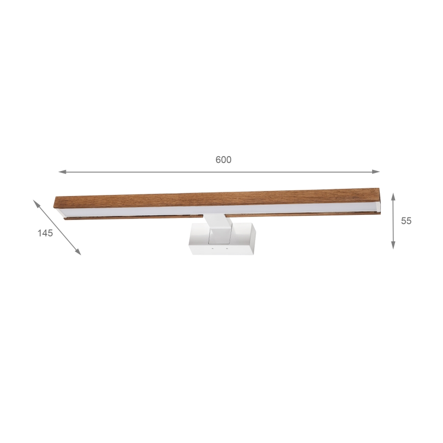Brilagi - LED банно осветление за огледало 3 в 1 WOODY MIRROR LED/12W/230V 60 cm IP44 бяло/дъб-череша