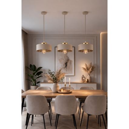 Brilagi - Пендант на кабел 1x E27/60W/230V, диаметър 20 см, бежово/златно