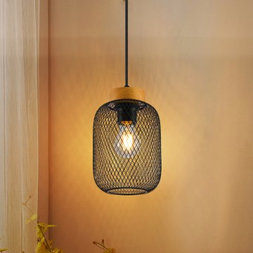 Brilagi - Пендант на кабел BASKLITE 1xE27/15W/230V каучукова дървесина/черен