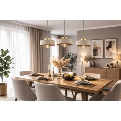 Brilagi - Пендант на кабел SPRING 1x E27/60W/230V, диаметър 20 см, бежово/златно