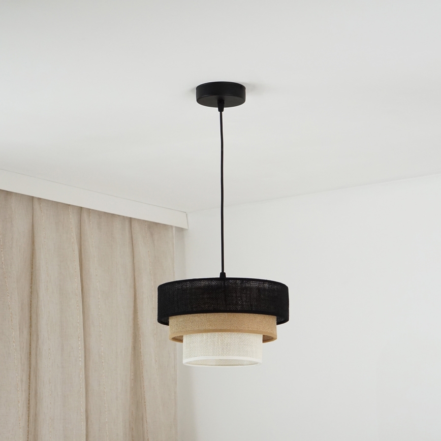 Brilagi - Пендел ASPEN LUNETA 1xE27/15W/230V Ø 25 см черен/бежов/кремав