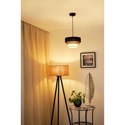 Brilagi - Пендел ASPEN LUNETA 1xE27/15W/230V Ø 25 см черен/бежов/кремав