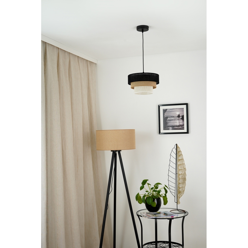 Brilagi - Пендел ASPEN LUNETA 1xE27/15W/230V Ø 25 см черен/бежов/кремав
