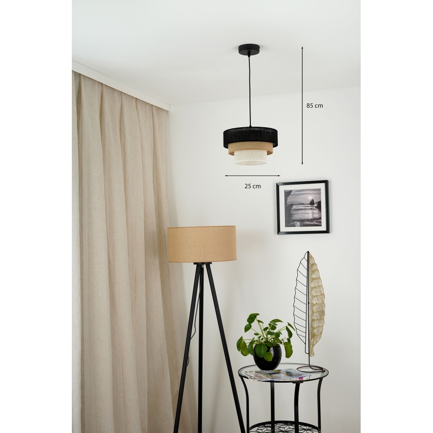 Brilagi - Пендел ASPEN LUNETA 1xE27/15W/230V Ø 25 см черен/бежов/кремав