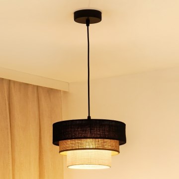 Brilagi - Пендел ASPEN LUNETA 1xE27/15W/230V Ø 25 см черен/бежов/кремав