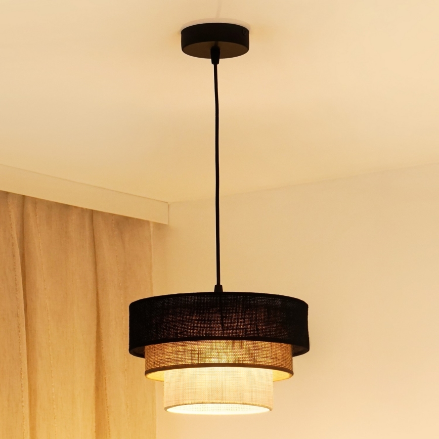 Brilagi - Пендел ASPEN LUNETA 1xE27/15W/230V Ø 25 см черен/бежов/кремав