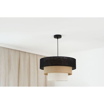Brilagi - Пендел ASPEN LUNETA 1xE27/15W/230V Ø 45 см черен/бежов/кремав