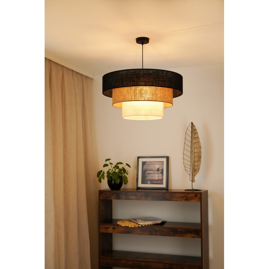 Brilagi - Пендел ASPEN LUNETA 1xE27/15W/230V Ø 60 см черен/бежов/кремав
