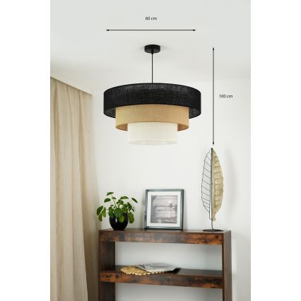 Brilagi - Пендел ASPEN LUNETA 1xE27/15W/230V Ø 60 см черен/бежов/кремав