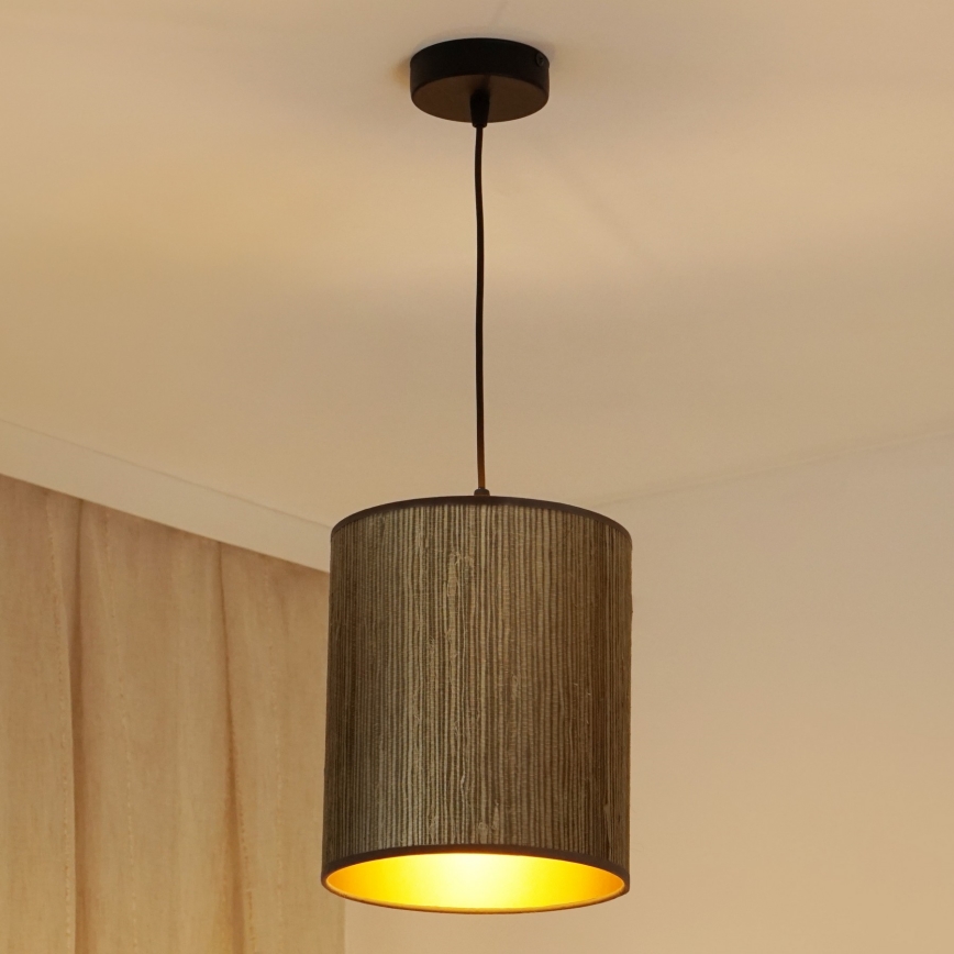 Brilagi - Пендел BOSTON ROLLER 1xE27/15W/230V Ø 21 см слама кафяв/златист
