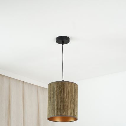 Brilagi - Пендел BOSTON ROLLER 1xE27/15W/230V Ø 21 см слама кафяв/златист