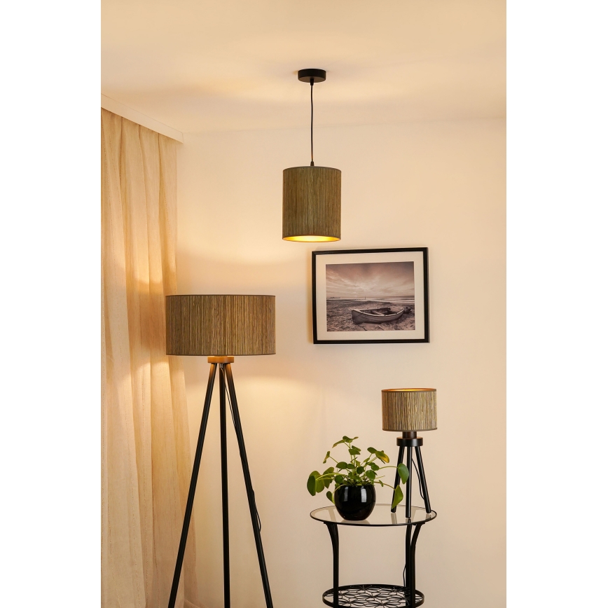 Brilagi - Пендел BOSTON ROLLER 1xE27/15W/230V Ø 21 см слама кафяв/златист