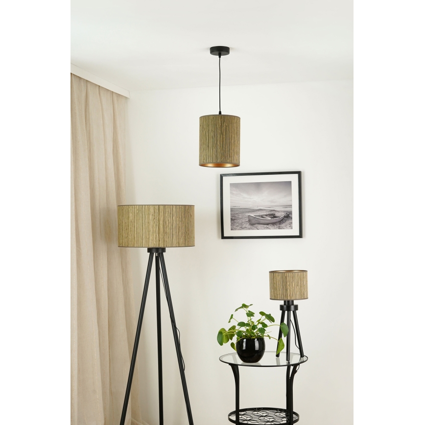 Brilagi - Пендел BOSTON ROLLER 1xE27/15W/230V Ø 21 см слама кафяв/златист
