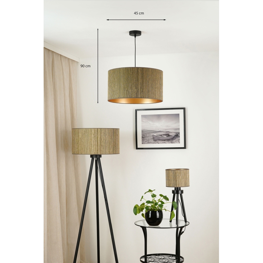 Brilagi - Пендел BOSTON ROLLER 1xE27/15W/230V Ø 45 см слама кафяв/златист
