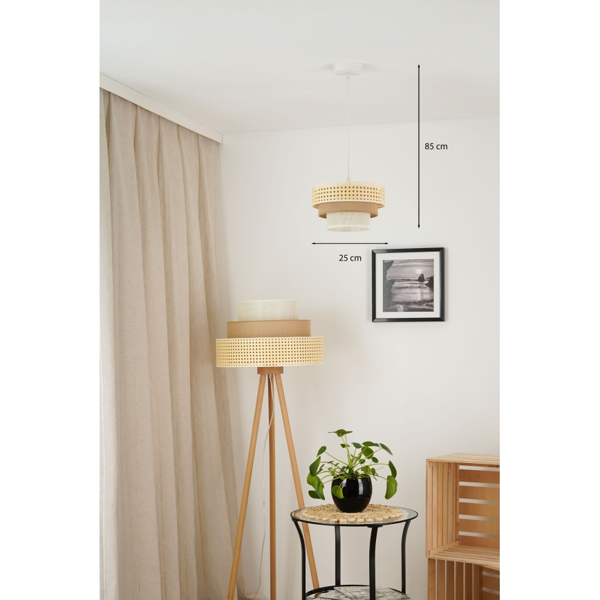 Brilagi - Пендел CEDAR LUNETA 1xE27/15W/230V Ø 25 см бежов/кафяв/кремав
