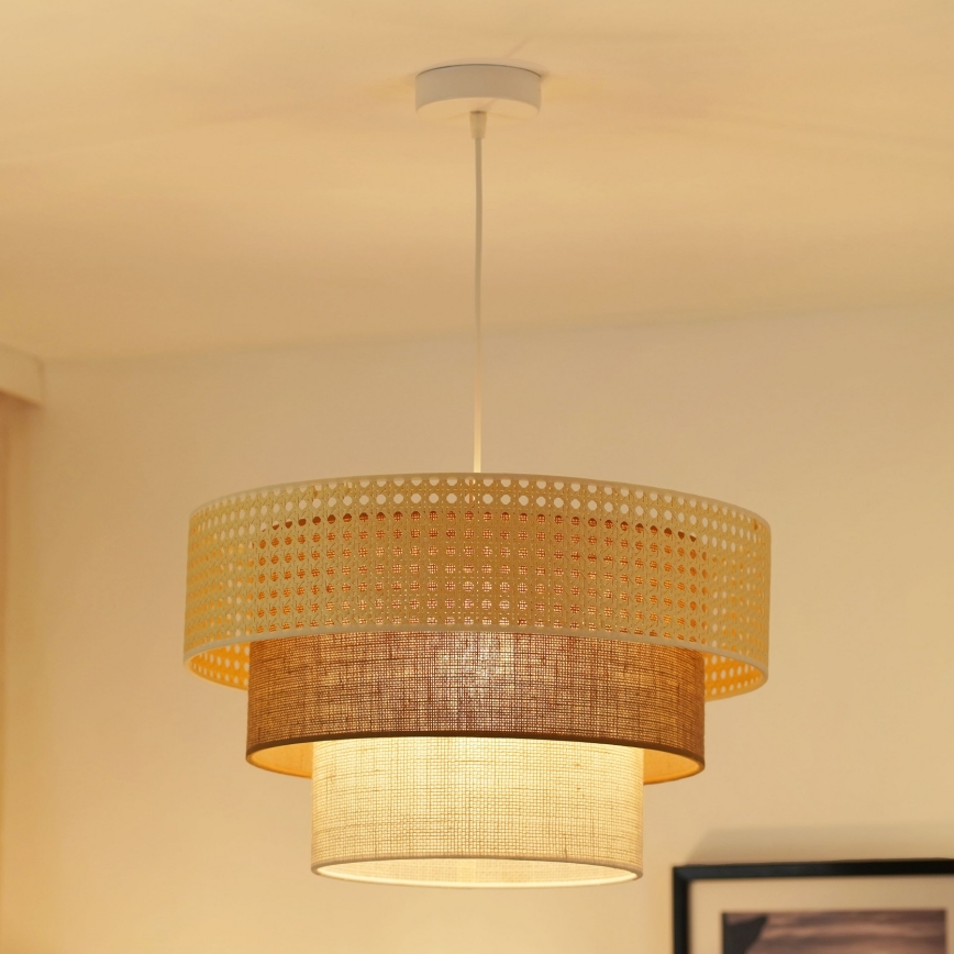 Brilagi - Пендел CEDAR LUNETA 1xE27/15W/230V Ø 45 см бежов/кафяв/кремав